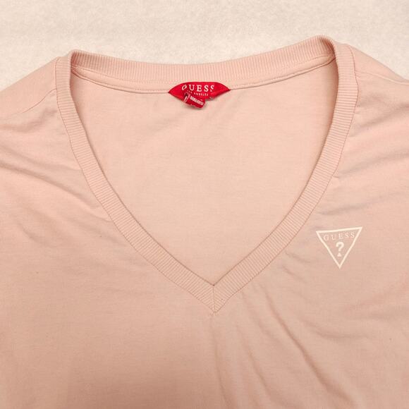 Guess Casual Long Sleeve V Neck Shirt Womens Size Extra Small XS Pink - Picture 1 of 8